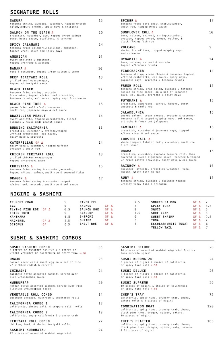 Menu Black Pine Tree Sushi Bar-1